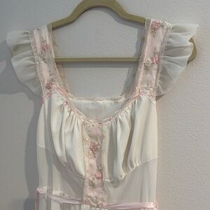 Charmode by Sears Roebuck Vintage Off White and Baby Pink Nightgown Slip Dress